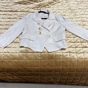 Chic White Blazer with Gold Accents